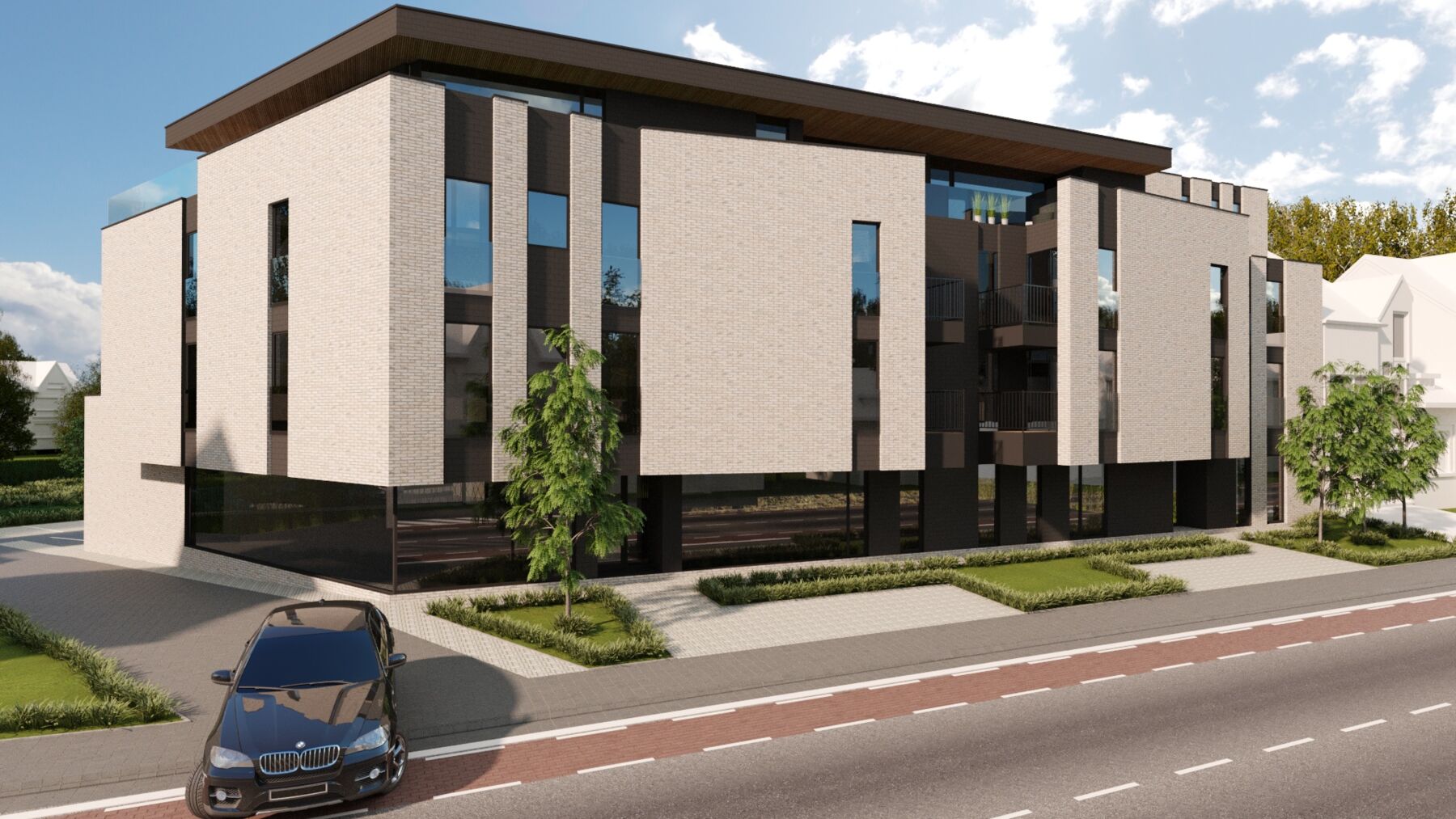 Het gebouw van W-Care aan de Tongersesteenweg, gezien vanaf de straat